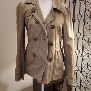 Avant Premier short tan trench coat, 38, belted